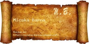 Micska Barna névjegykártya